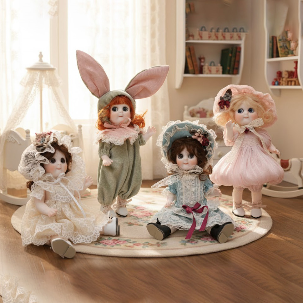 Vintage Collectible Porcelain Dolls - Cloveray 8 inch Movable Joints Vintage