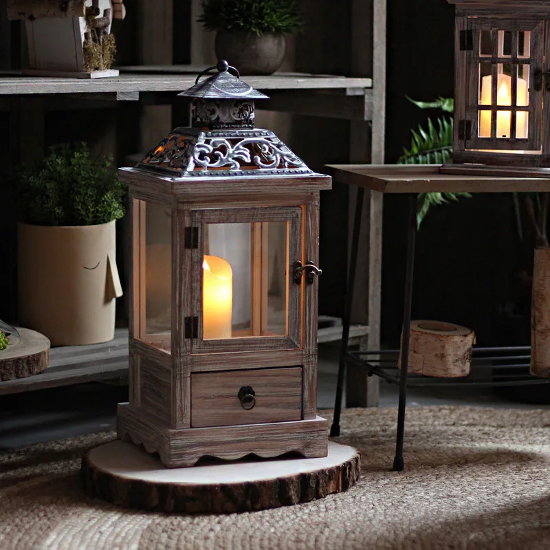 Vintage Wooden Glass Wind Lamp - Collectible Vintage Lamps บทวิจารณ์และราคา