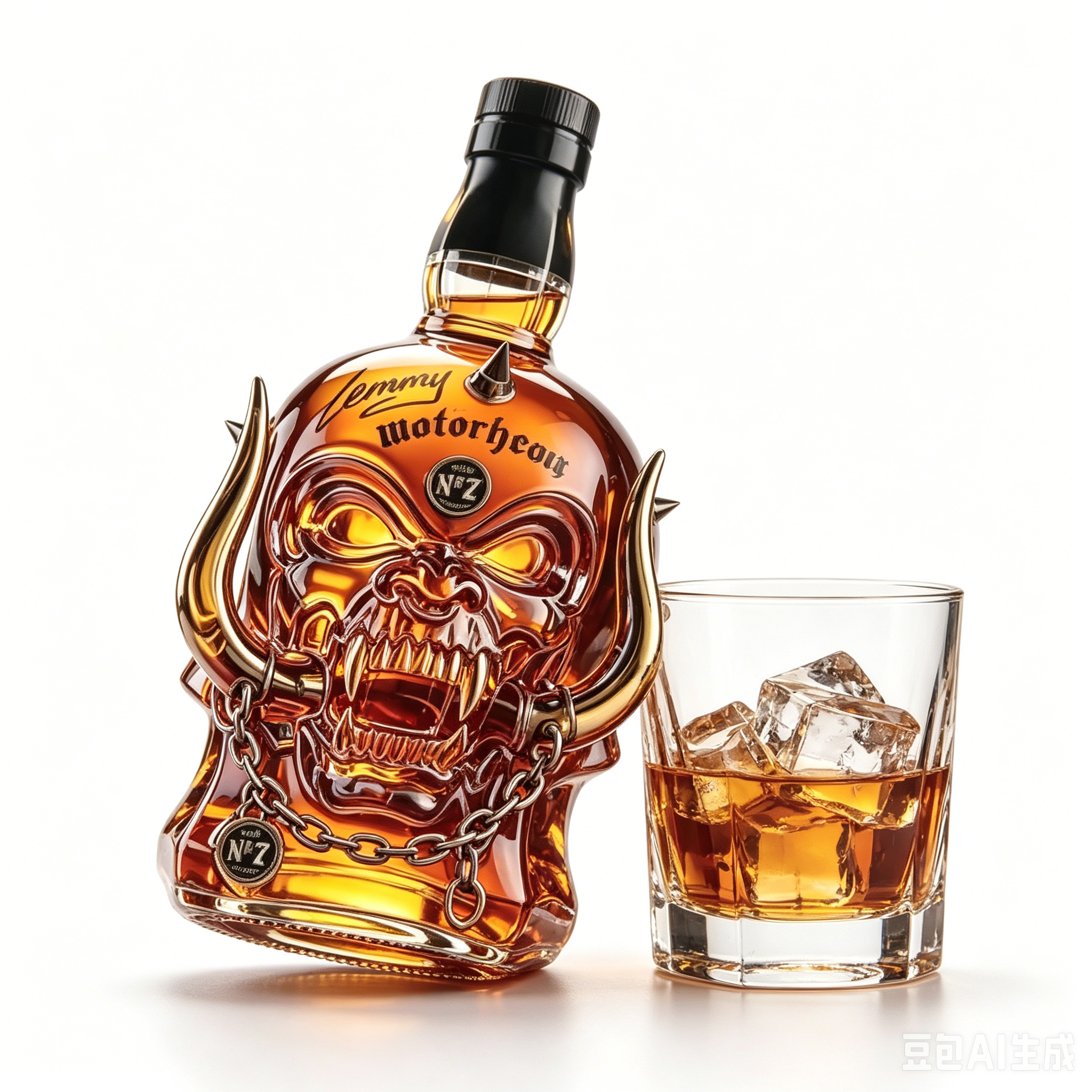 Vintage Punk Skull Whiskey Gla - Vintage Collectible Bottles บทวิจารณ์และราคา