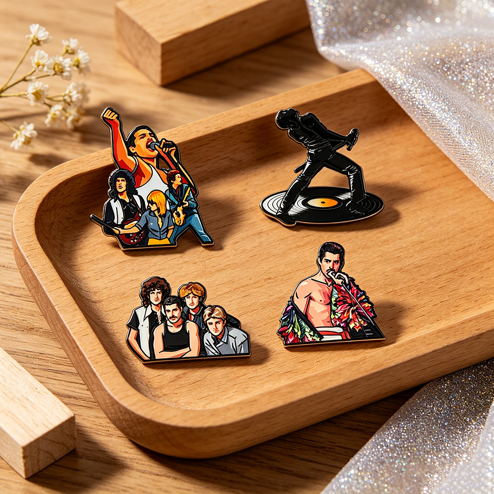4pcs Classic Rock Band Enamel  - Vintage Item บทวิจารณ์และราคา