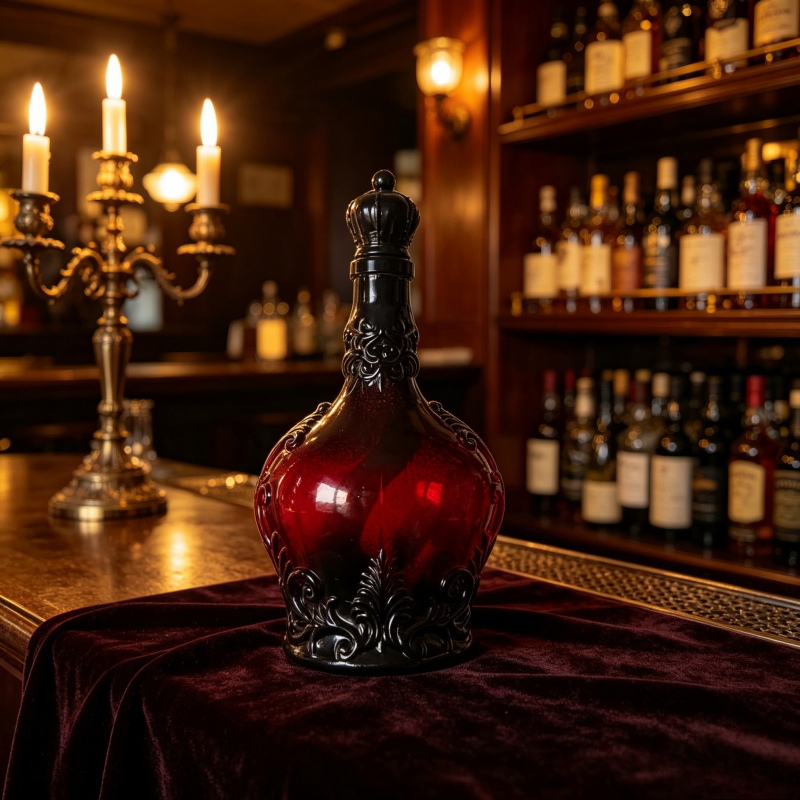 Dark Gothic Red Black Glass Li - Vintage Collectible Bottles บทวิจารณ์และราคา