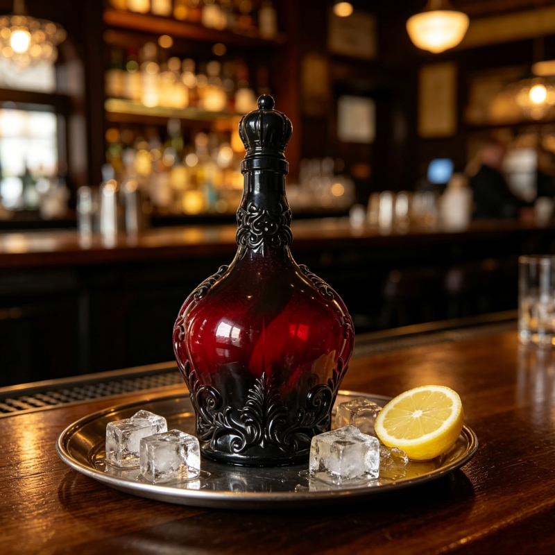 Dark Gothic Red Black Glass Li - Vintage Collectible Bottles บทวิจารณ์และราคา