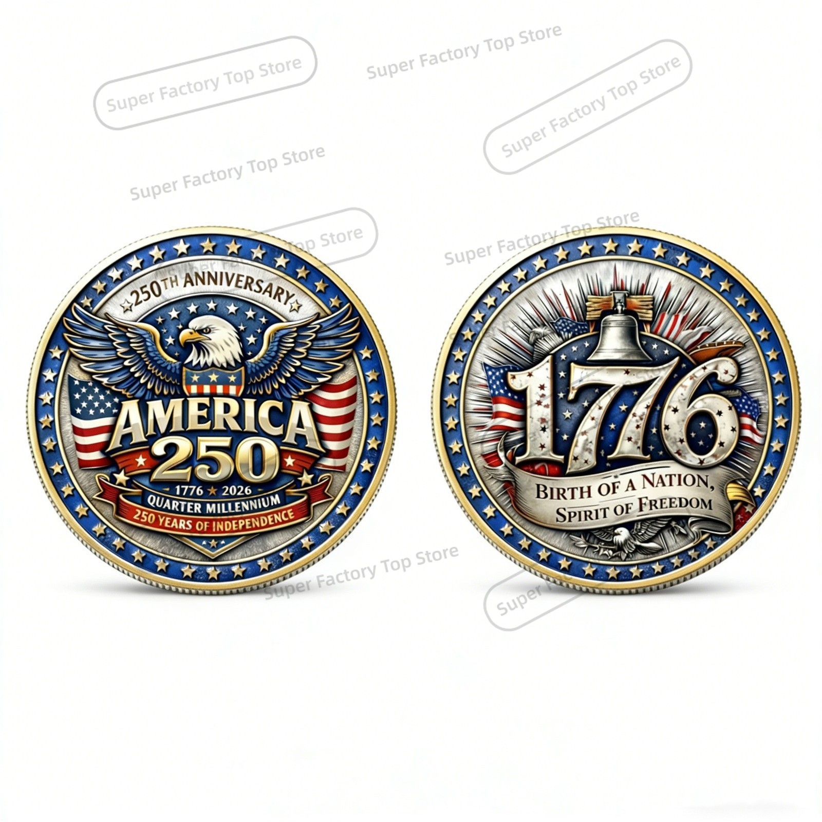 1776-2026 Vintage Brooch 250th - Vintage Collectible Coins บทวิจารณ์และราคา